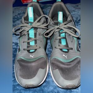Puma Charcoal and Aqua Athletic Shoes